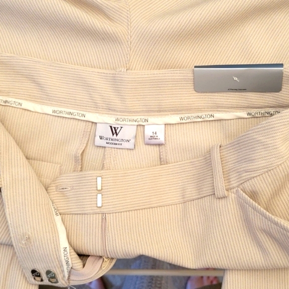 Lightweight professional pants in taupe/cream subtle stripes, NWT, size 14 - Picture 7 of 8